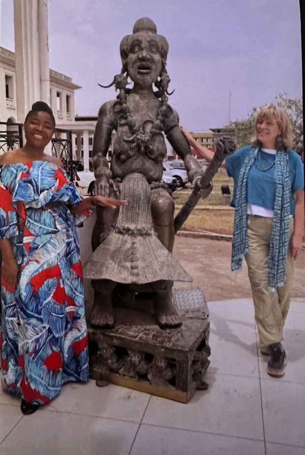 Candid Cameroon: Franci Neely posing with National Museum of Cameroon guide Christinne Mongo on Feb. 23, 2022