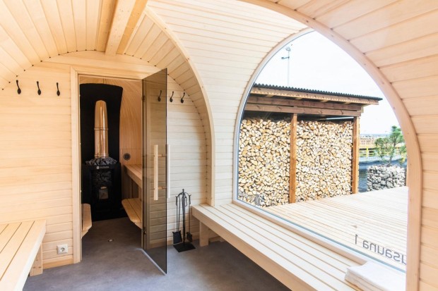 Inside an Igloo Sauna in Iglupark, Estonia
