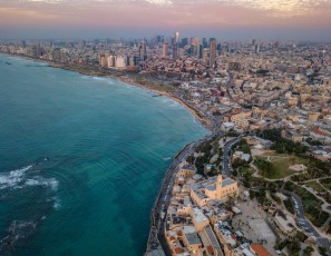aerial photo of city by the sea