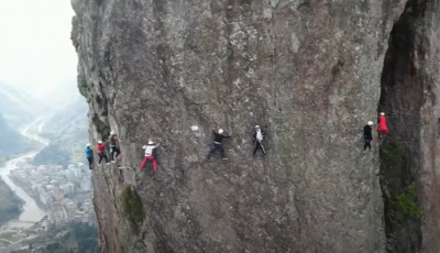 Climbers Cling to Cliffs as Overcrowding Grips Yandang Mountain's Via Ferrata