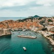 aerial view of croatia, dubrovnik, boat, and ocean in Dubrovnik, Croatia